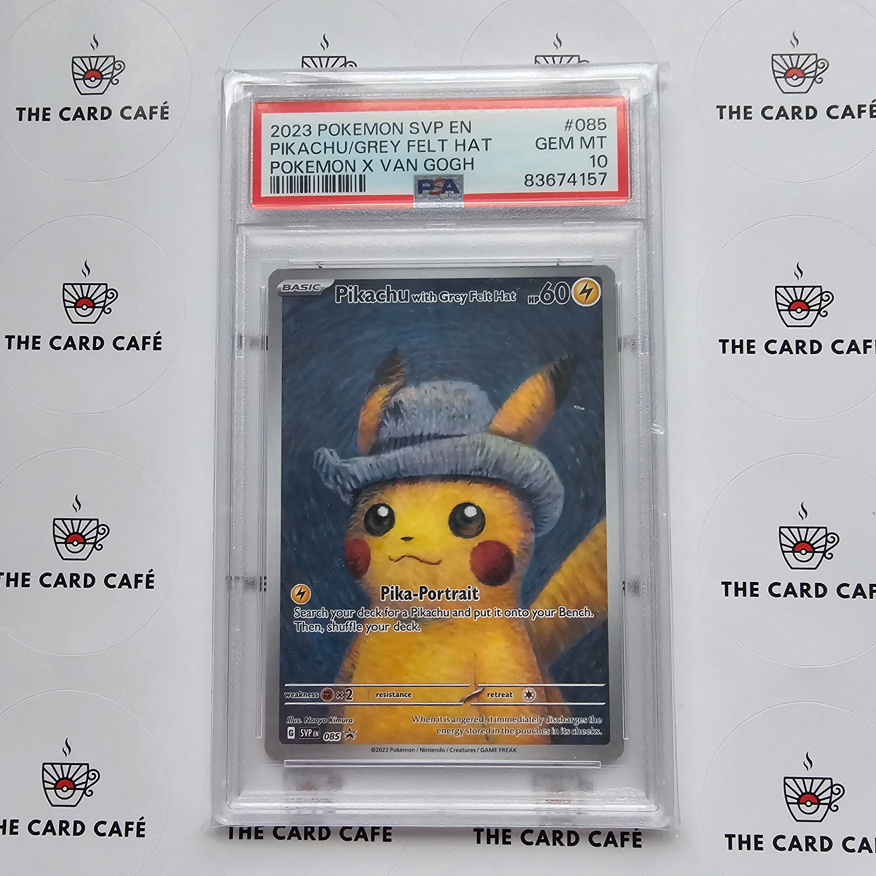 Pikachu With Grey Felt Hat - Van Gogh Promo - SVP085 - PSA 10