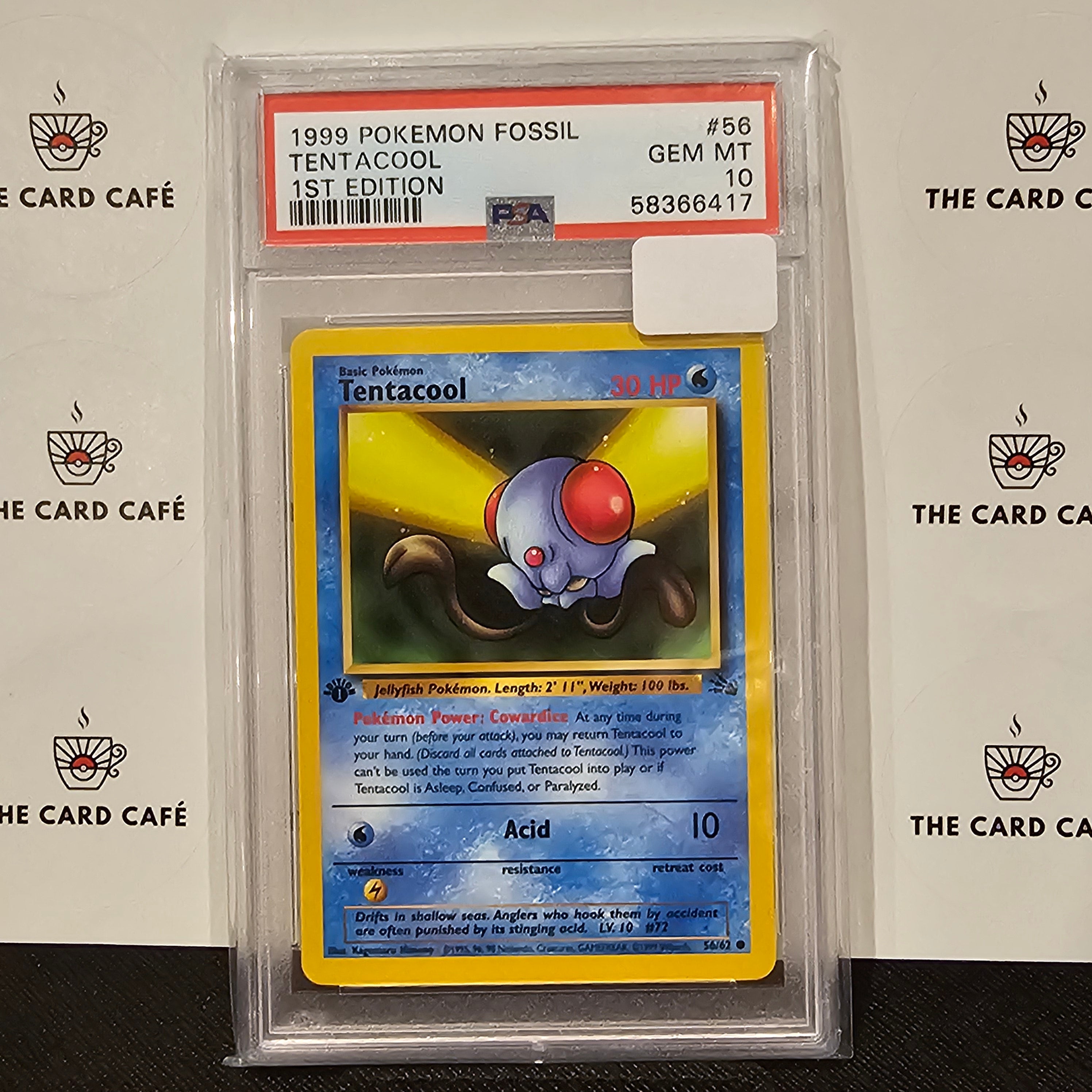 Tentacool - Fossil 1st Edition - 56/62 - PSA 10