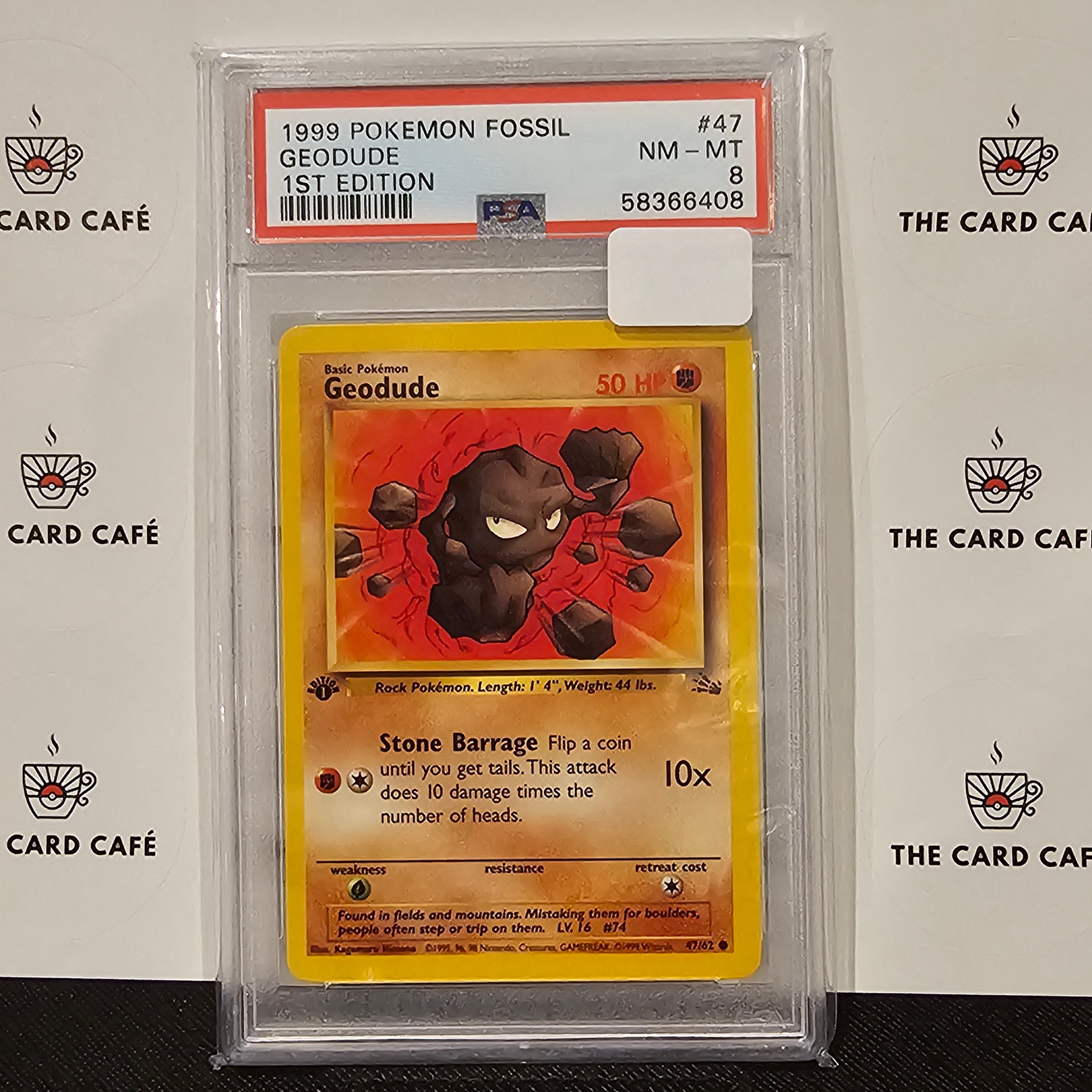 Geodude - Fossil 1st Edition - 47/62 - PSA 8