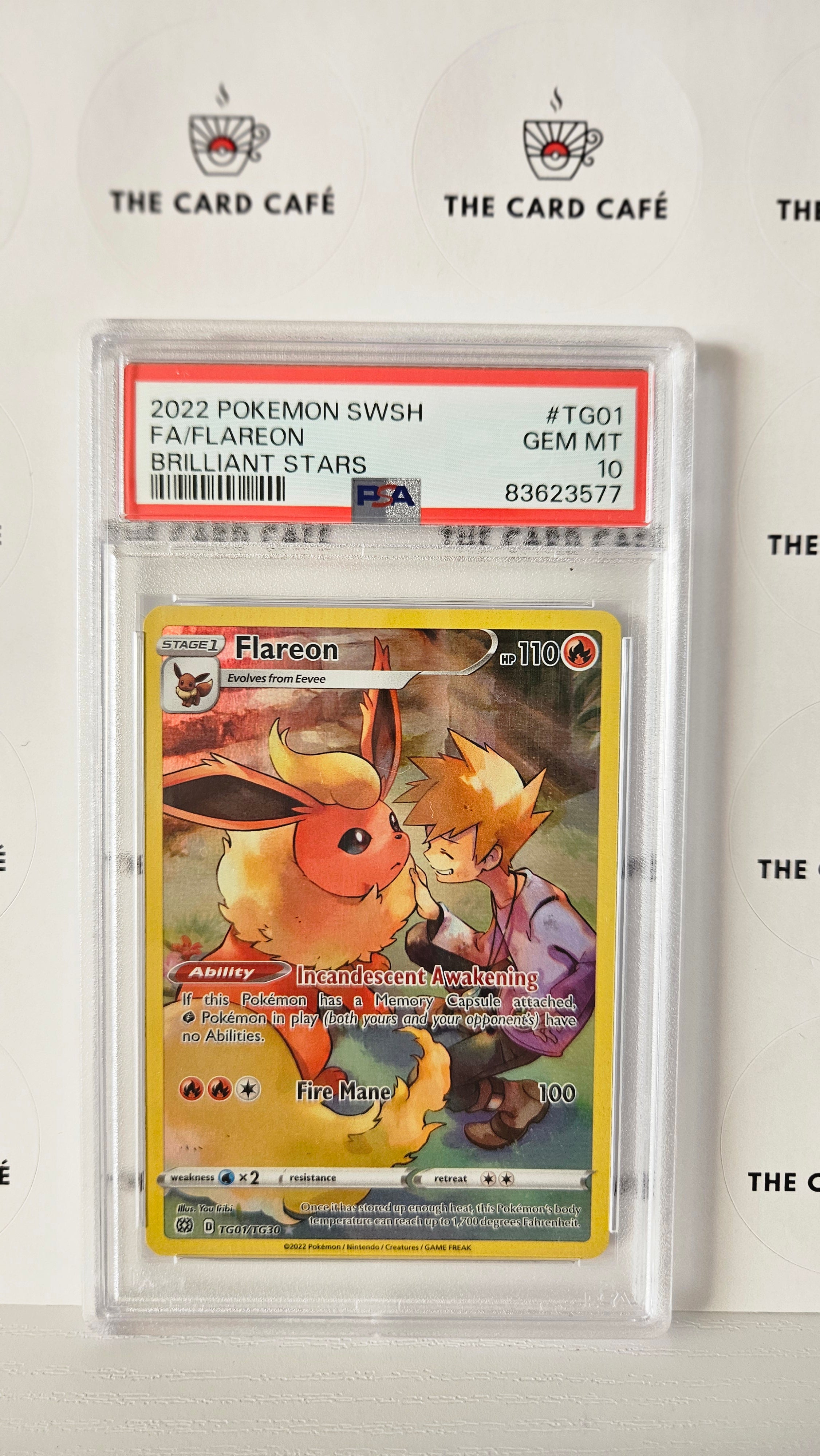 Flareon - Tg01/TG30 - Brilliant Stars Trainer Gallery - Full Art - PSA 10