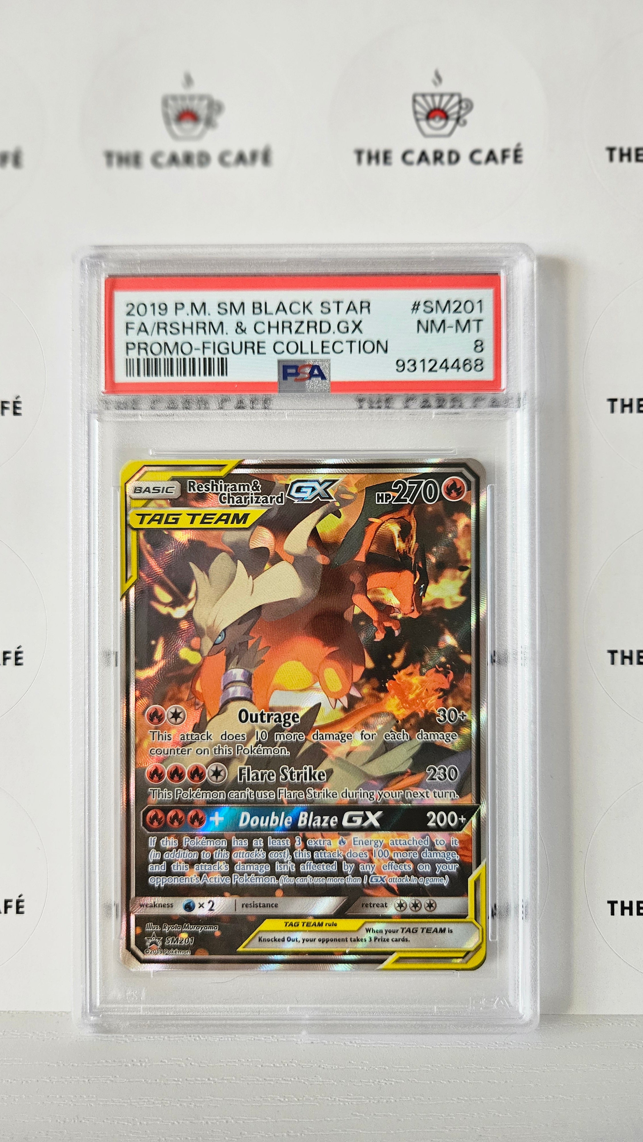 Reshiram & Charizard GX - SM201 - Promo Figure Collection - PSA 8