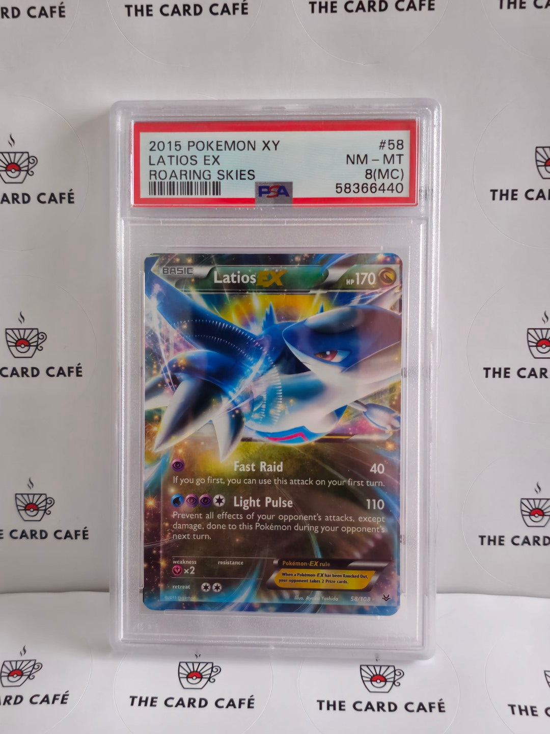 Latios EX  -  Miscut (MC) - Roaring Skies - 58/108 - PSA 8